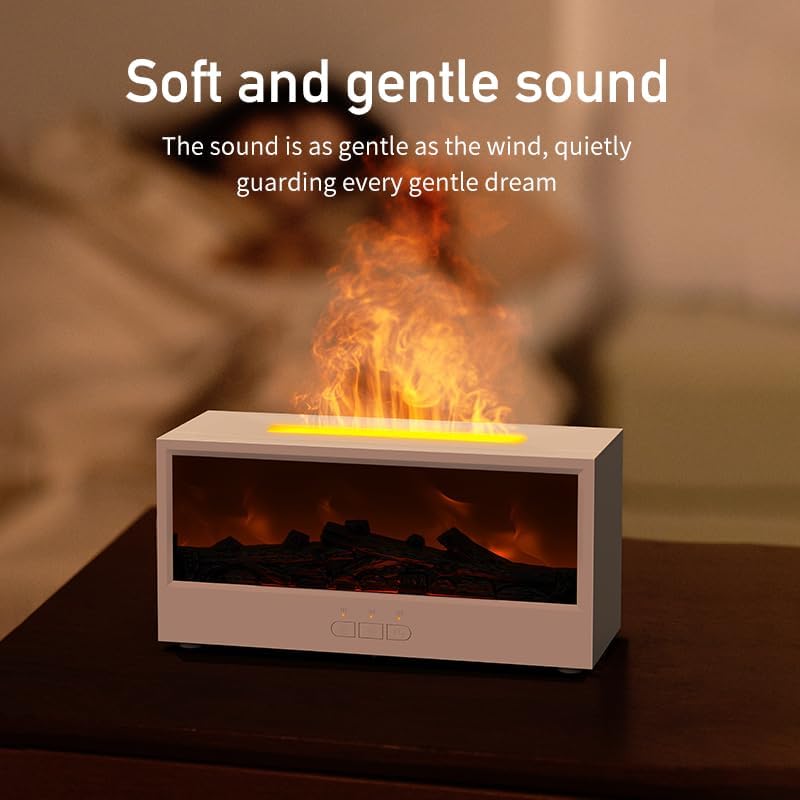 Essential Oil Diffuser, Flame Fireplace Aromatherapy Diffuser, 150ML Ultrasonic Cool Mist Humidifier with 7 Colors Light, Timer and Auto-Off for Home Room Office
