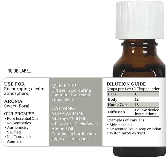 Aura Cacia Essential Solutions Chill Pill Stress Down Essential Oil, 0.5 Ounce - 3 per case.