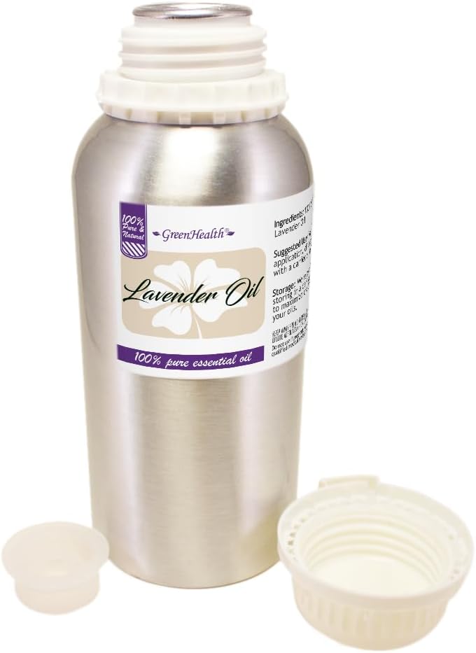 GreenHealth Lavender Essential Oil – 16 fl oz (473 ml) – 100% Pure & Uncut – Aluminum Bottle – Bulk Lavender Oil for Diffuser, Aromatherapy, Candles, Soap & DIY