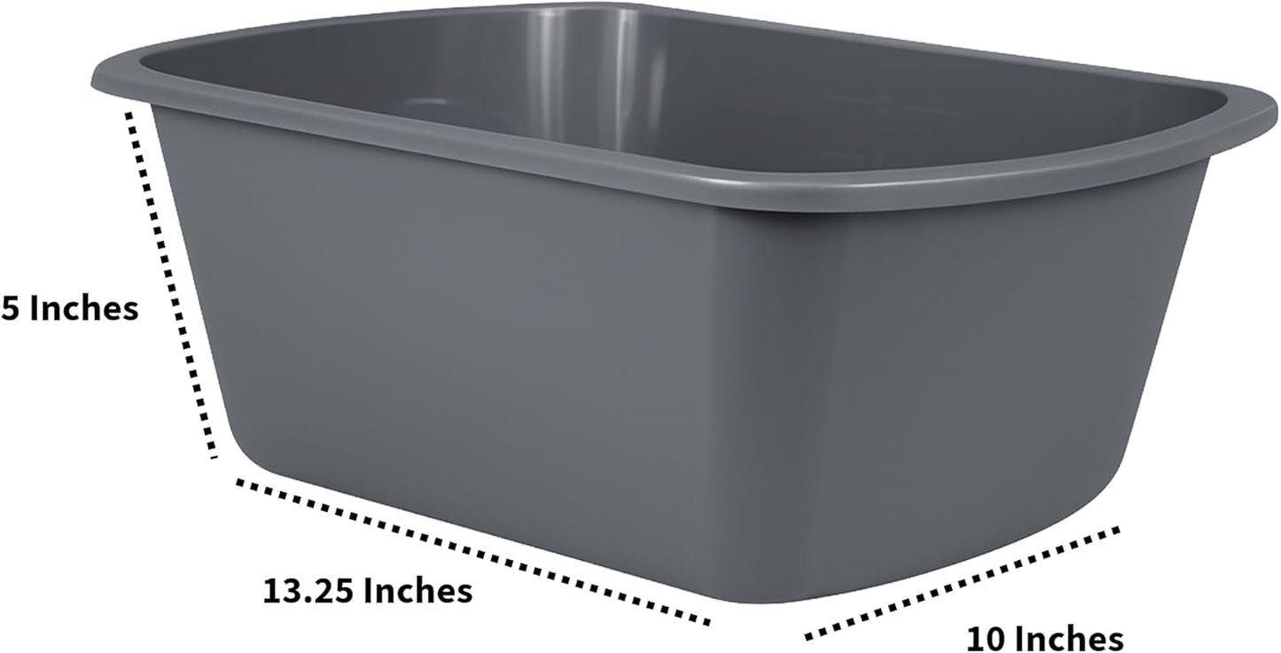 Vakly Wash Basins – Rectangular Plastic Hospital Bedside Soaking Tub (Pack of 2) Small 7 Qt Graduated Bucket - Portable Washbasin for Washing, Cleaning, Foot Bath, Dishes, Face Cleansing Bowl