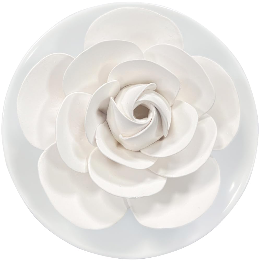 Passive Diffuser for Essential Oil-Ceramic Diffuser Non Electric Oil Diffusers for Small Mini Room, Desk Decorative, Bathroom (White Camellia)