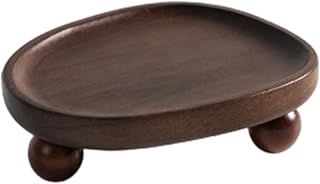 Wooden Tray,Pedestal Stand Plate Serving Rustic Perfume Holder Jewelry Display Tray for Entryway Candle Sink Wedding, Style B