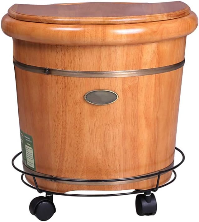 Pedicure Foot Spa Wooden Bubble Basin Footbath Foot Bath Barrel Household Smooth and Delicate Pedicure Barrels with Lid Foot Spa Bath Massager (Color : with Universal Wheel)
