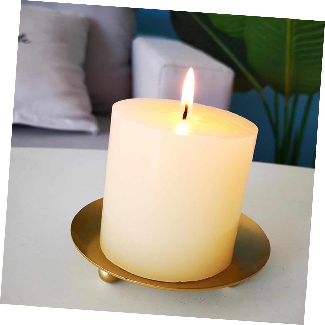 1pc Gold Iron Candle Tray Base Elegant Storage Tray for Wedding Decor High-Temperature Resistant Design Simple Stylish for Restaurants Parties and Home Decor