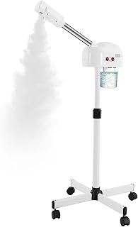 Professional Facial Steamer, Ozone Face Steamer with 360° Rotatable Nozzle, 44.1-52in Adjustable Height Facial Steamer on Wheels, Skin Care Equipment for Salon Spa Home Beauty