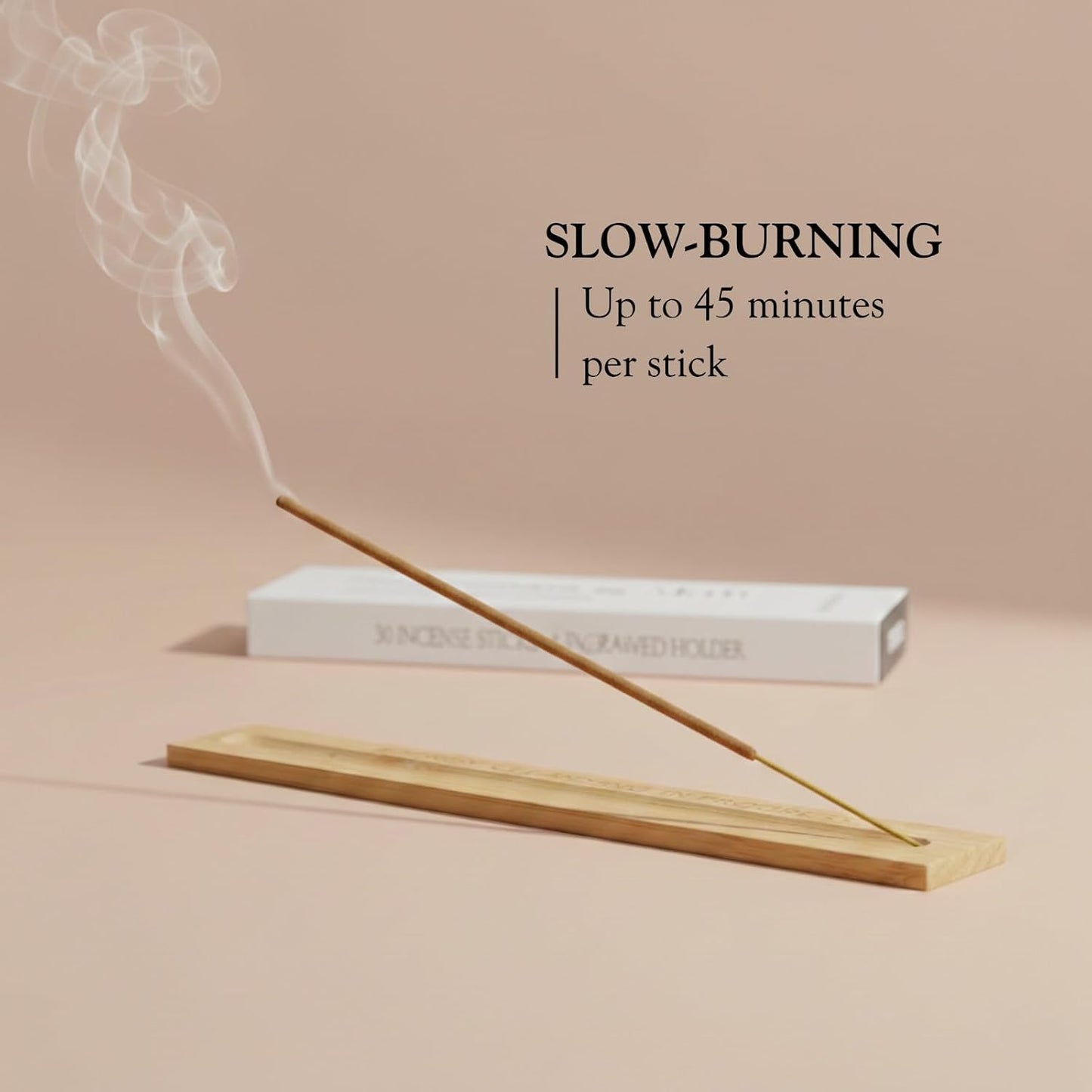 Sandalwood Incense Sticks 100% Natural, Clean, Non Toxic, Charcoal Free - Energy Cleansing, Protection, New Home Spiritual Smudging Incenses - 30 Sticks & Bamboo Holder (Sandalwood)