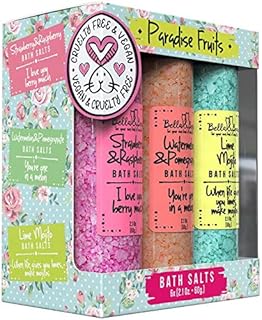 Bath Salts for Women – Relaxing Spa & Foot Soak – Bella & Bear Paradise Fruits – Fruity Scented Bath Soak Gift Set (6 Pack, 2oz) – Vegan & Cruelty-Free
