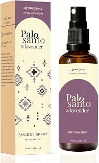 Palo Santo & Lavender Smudge Spray by Aromafume | 1 x 100ml / 3.38 fl oz l Aromatherapy | With Essential oils | Room Linen Spray | Natural Air freshners for home | Spiritual Meditation Accessories