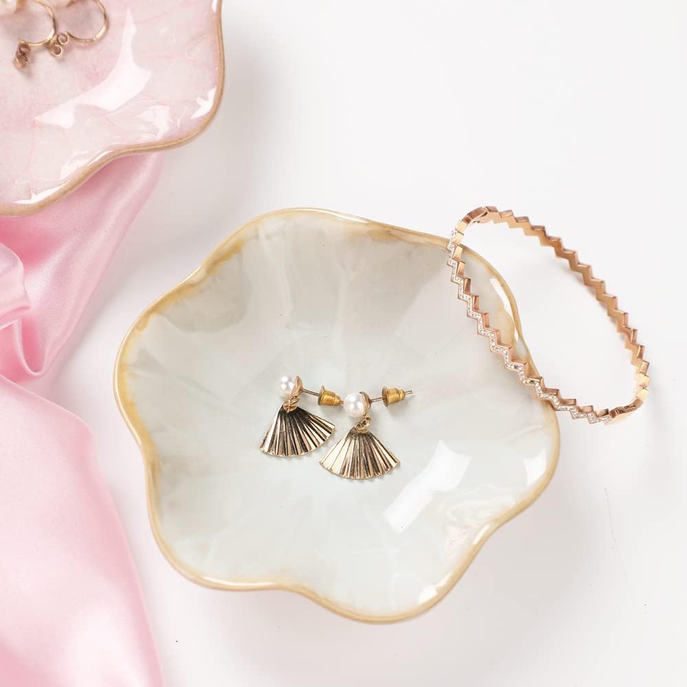 Binoster Ceramic Jewelry Dish, Leaf Jewelry Tray, Key Tray, Jewelry Holder, Small Ring Dish Holder, Jewelry Plate, Trinket Tray, Catchall Tray, Nightstand Decor for Entryway Table, Room Decor