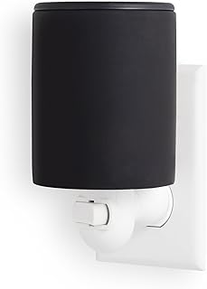 Happy Wax Black Outlet Warmer for Scented Wax - Compact Ceramic Wall Plug in for Home Fragrance - Small with Removable Silicone Dish
