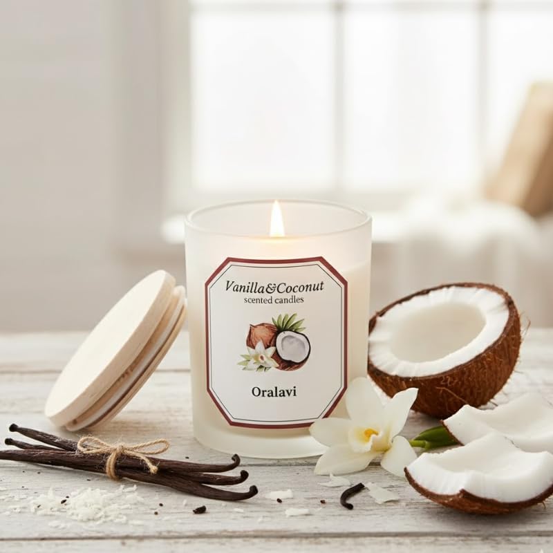 Vanilla Coconut Candles for Home, Non-Toxic Soy Wax 16oz Aromatherapy Candle Gifts,Highly Scented & Long Lasting Vanilla Candle for Home Relaxation|Stress Relief|Mediation|Spa