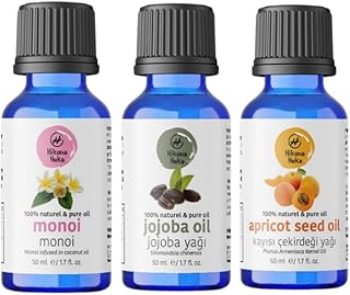 Jojoba Oil for Skin, Hair & Nails – Carrier Oils Set, Jojoba, Monoi & Apricot Kernel, 100% Pure Cold Pressed, Carrier Oil for Essential Oils Mixing, 1.7 fl oz Each, 3-Pack