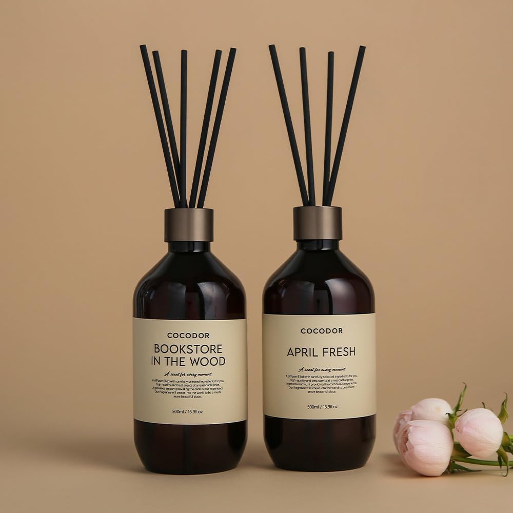 COCODOR Premium Reed Diffuser/Ylang Ylang /16.9oz /1 Pack/Large Capacity Fragrance Scent Oil Stick Diffuser Set for Bedroom Bathroom Home Décor