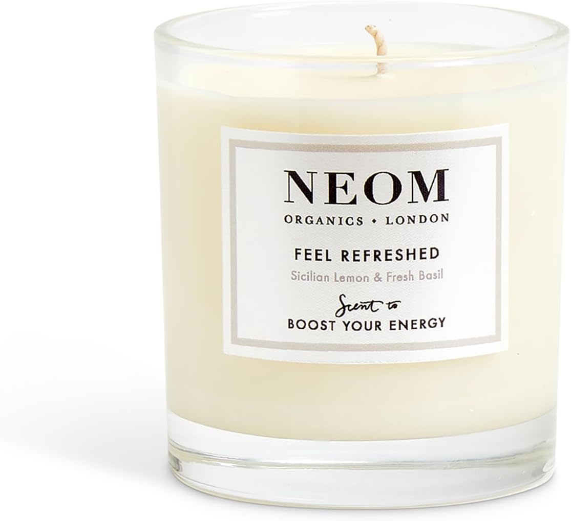 NEOM- Feel Refreshed Scented Candle, 1 Wick | Lemon & Basil | Essential Oil Aromatherapy Candle | Scent to Boost Your Energy