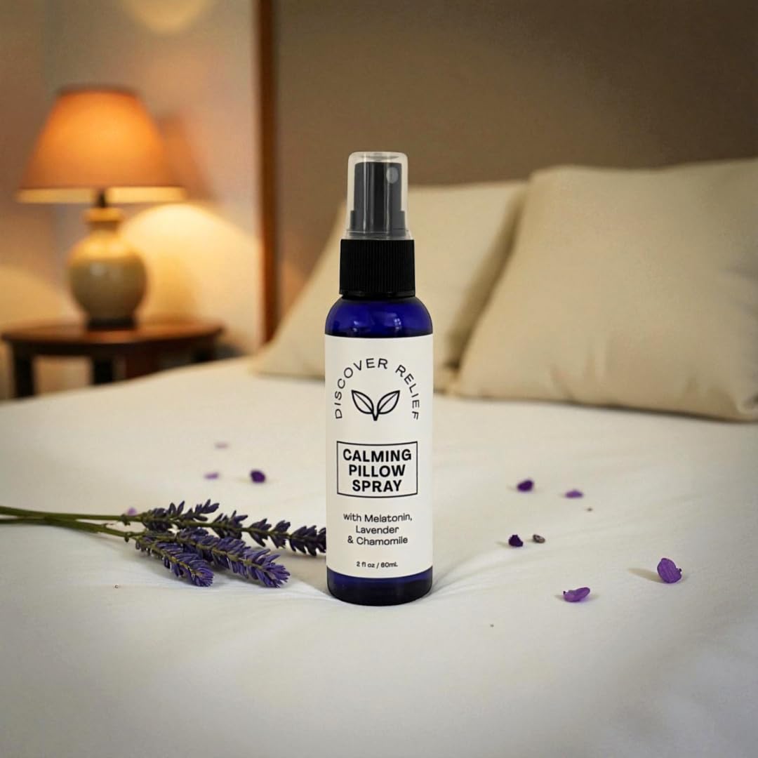 Natural Sleep Pillow Spray with Melatonin, Lavender & Chamomile, 2 fl oz, Aromatherapy Mist for Relaxation and Restful Sleep