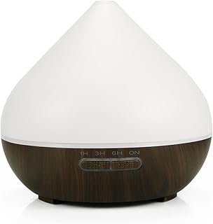Essential Oil Diffuser, Wood Ultrasonic Cool Mist Humidifier, Ambient Night Light, 400ml Waterless Auto-Off, for Home,Bedroom,Office (Dark Wood)