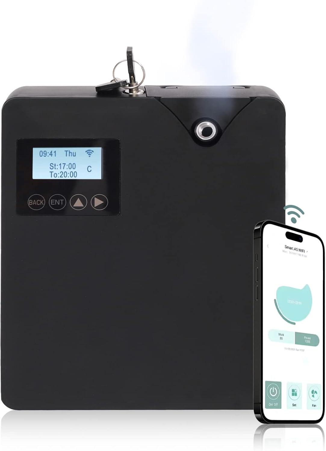 Smart Scent Essential Oil Diffuser, Professional Waterless Nebulizing Scent Air 300ml, HVAC Scent Diffuser for Home, Hall, Hotel, Office, Spa - Black