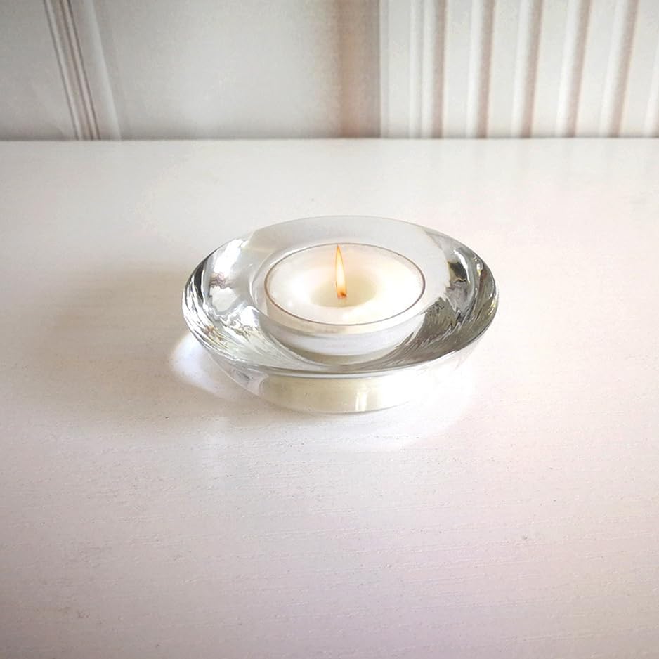 4 Pack,Clear Tealight Candle Holders, 3" Round Chunky Glass Candle Holder