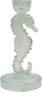 Gallerie II Seahorse Glass Coastal Candle Holders Set of 2 Green