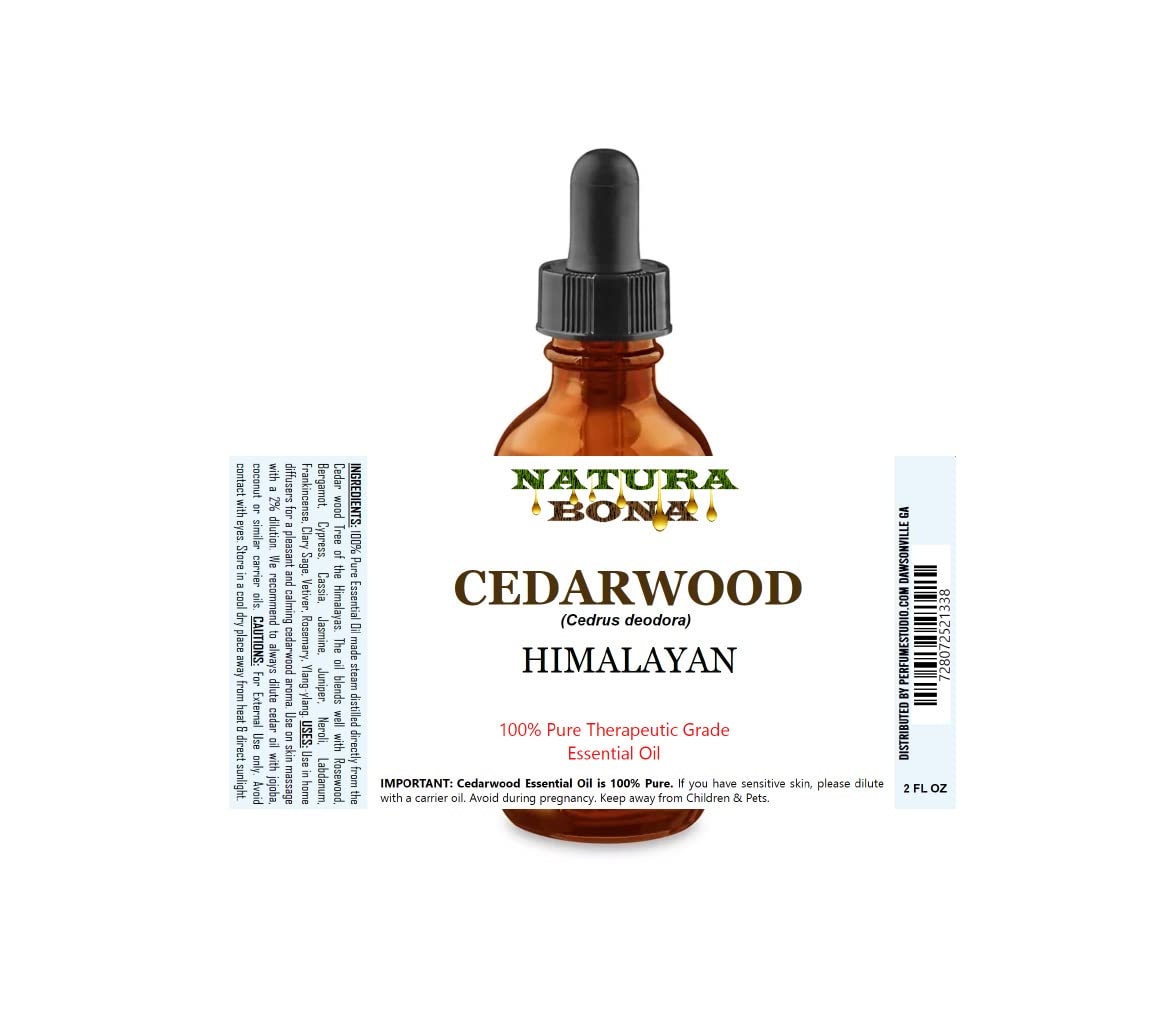 Pure Cedarwood Essential Oil 2 OZ / 60 ML in Amber Glass Graduated Dropper Bottle. Premium Therapeutic Grade Texas Cedarwood Oil. Use in Diffuser, Aromatherapy.