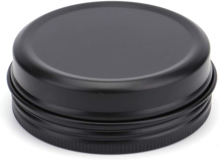 Foraineam 48 Pack 2 oz Round Lip Balm Tin Cans - Aluminum Cosmetic Sample Containers with Screw Lid - Matte Black Metal Empty Tins Storage Travel Tin Jars