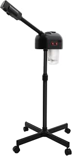Professional Facial Steamer, Hot Ozone Face Steamer on Wheels for Facial, Adjustable Height, 360° Rotatable Nozzle, Vaporizador Facial Steamer for Esthetician, Height Adjustable, SPA at Home (Black)