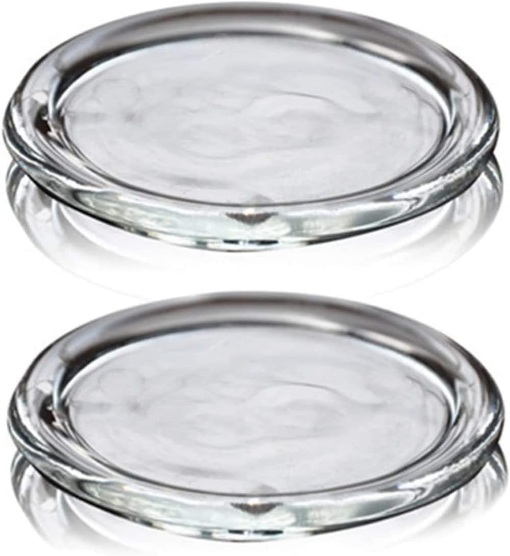 2 Pack Glass Candle Holder 4" Clear Beautiful Transparent Round Candle Plate…