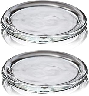 2 Pack Glass Candle Holder 4" Clear Beautiful Transparent Round Candle Plate…