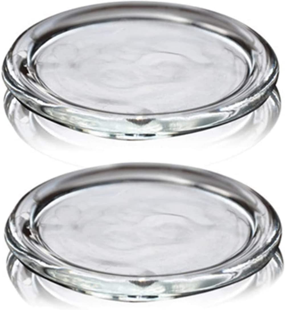 2 Pack Glass Candle Holder 4" Clear Beautiful Transparent Round Candle Plate…