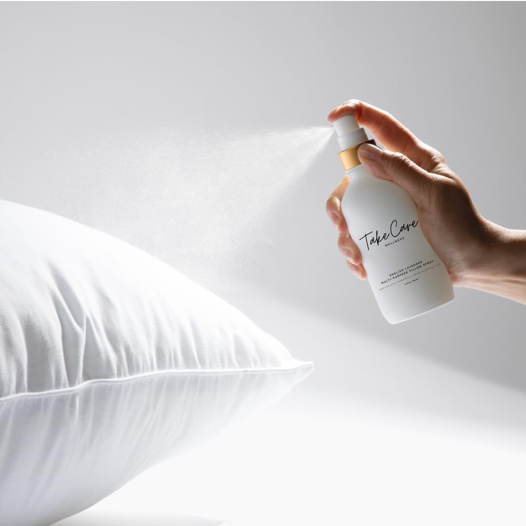 Multi-Purpose Lavender Pillow Spray - Therapeutic Grade Essential Oils - Calming - Freshens Curtains & Upholstery - Mist into Shower Stream - Glass Bottle (English Lavender)