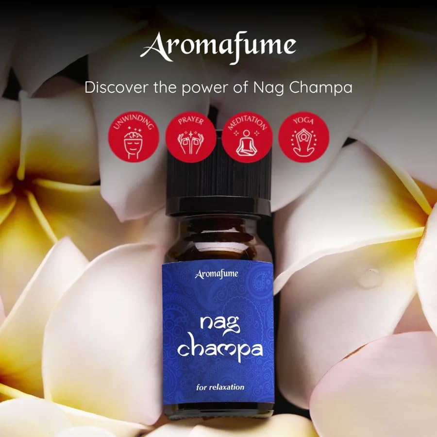Nag Champa Essential Oil Diffuser Blend by Aromafume | 30ml/1 fl oz | Made with Sandalwood, Jasmine, Ylang Ylang & Champa Flower extracts | Meditative, Spiritual, Calming & Non-Toxic Nag Champa