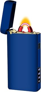 Plasma Lighter Rechargeable Electric Lighter Arc USB C Electronic Windproof Lighters High Power Big Flame Lighters with Digital Power Display for Candle, Incense, Fireworks (Ice Blue)