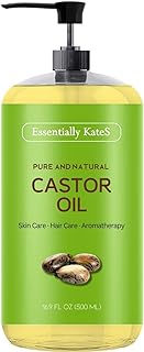 Essentially KateS Castor Oil 16.9 Fl Oz - 100% Pure and Natural, Cold Pressed, and Hexane-Free - Hair Care, Skin Care and Body Care