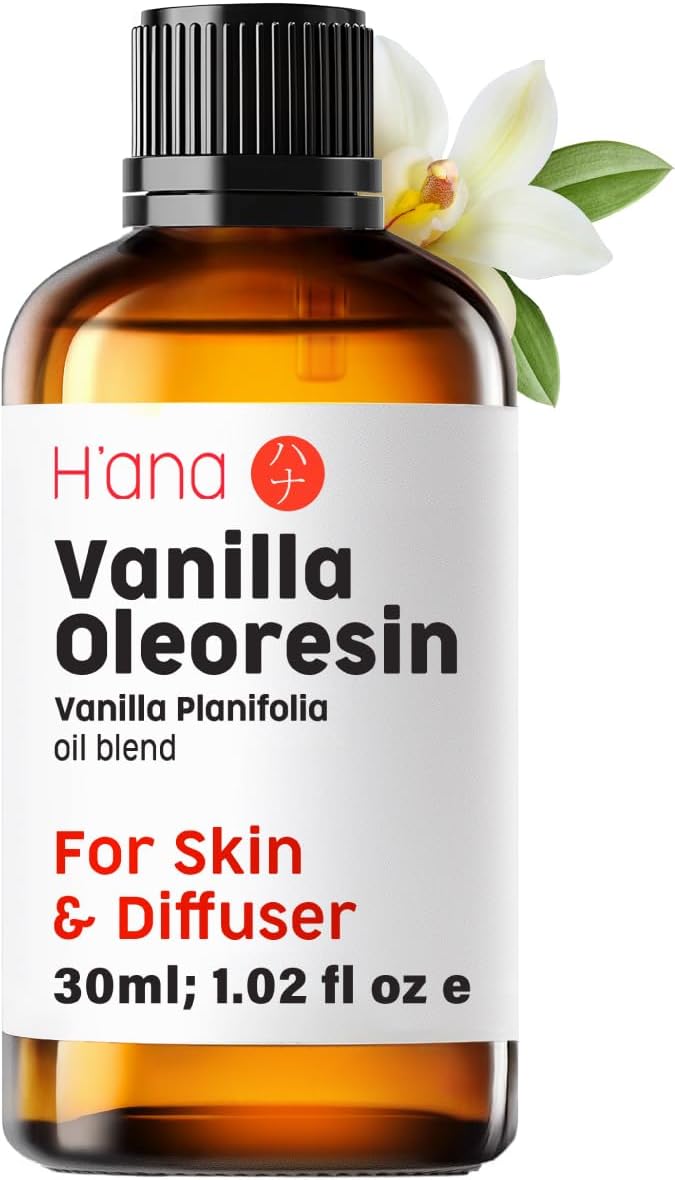H'ana Vanilla Oil - 1.02 Fl Oz Vanilla Essential Oil for Hair, Skin, Diffuser, Aromatherapy & DIY