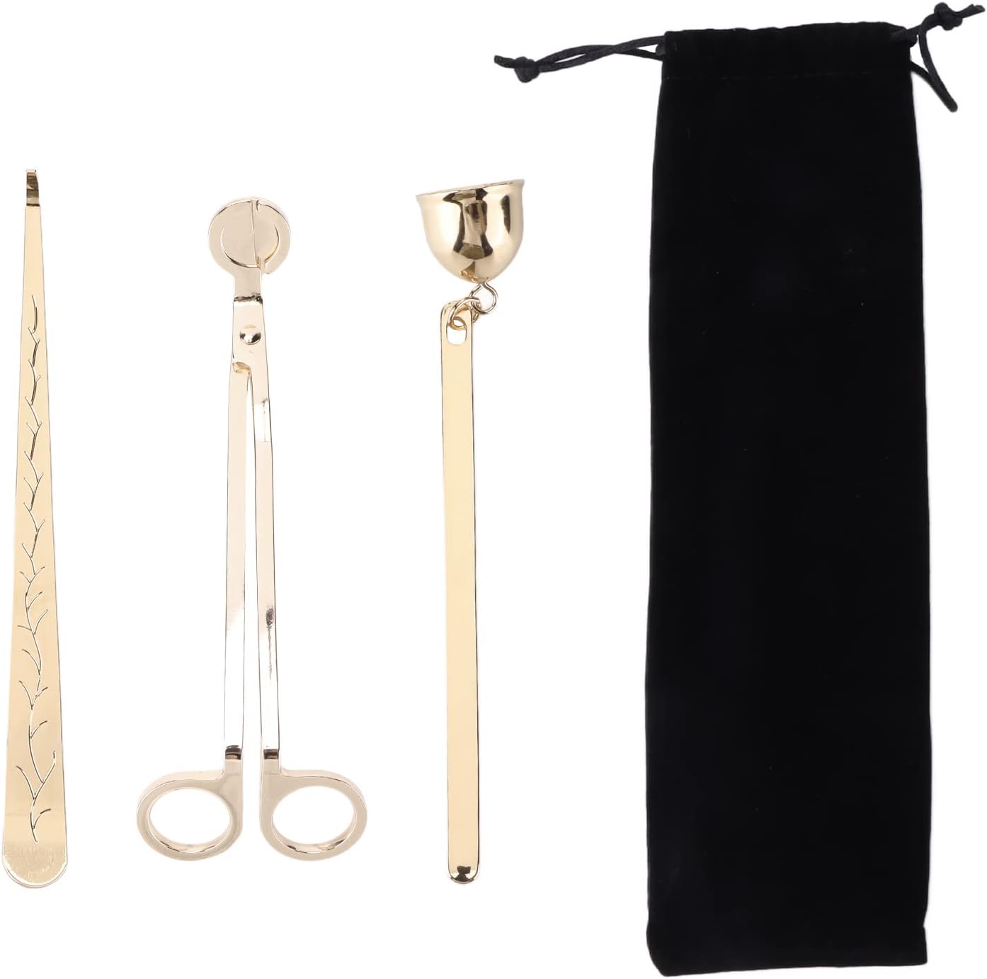 AYNEFY 3 Candle Accessories Set Other Collectibles Wick Trimmer Wick Hook Extinguisher with Storage Bag for Candle Lovers Gift 3 Accessories Set Stainless Steel Collectibles