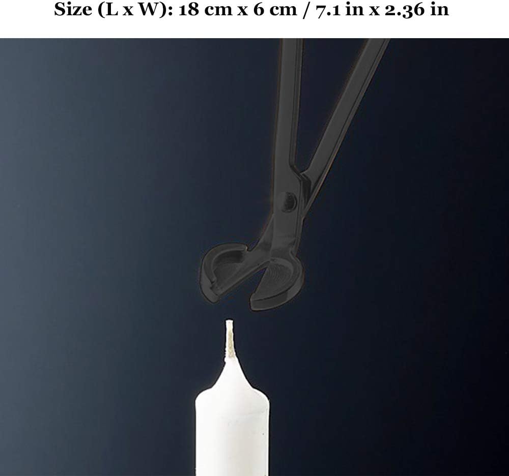 Candle Wick Trimmer – Stainless Steel Wick Cutter Scissors | Deep Reach Design for Cutting Burnt Wicks | Candle Wick Clipper Shear, Black