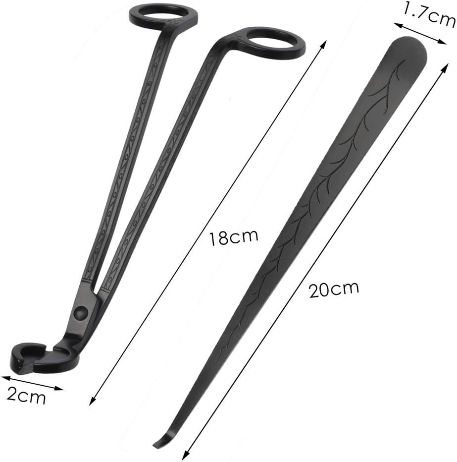 SUMAJU 2 in 1 Candle Accessory Set - Wick Trimmer & Dipper, Stainless Steel Cutter Scissor for Candle Lovers (Black)