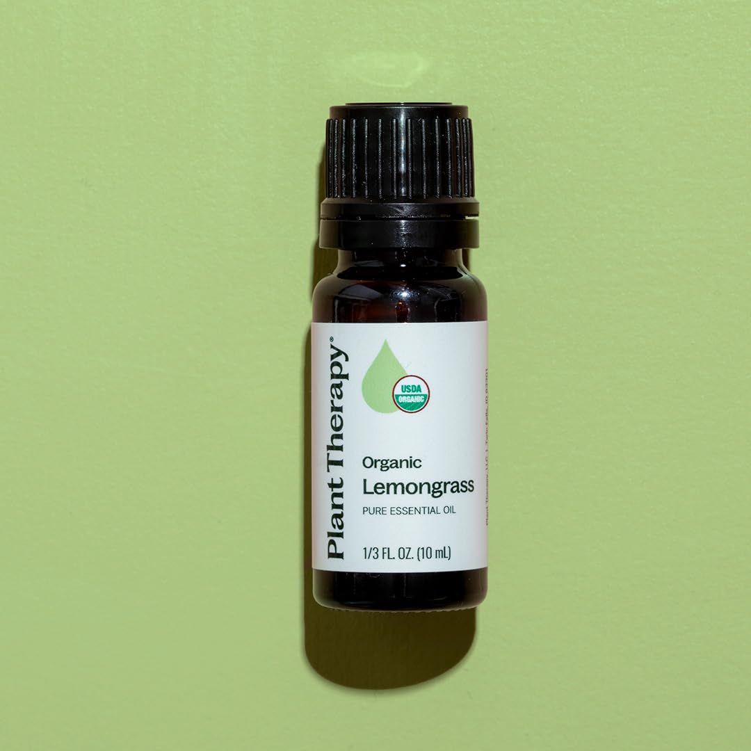 Plant Therapy Organic Lemongrass Essential Oil 10 mL (1/3 oz), 100% Pure, USDA Certified Organic, Undiluted, Aromatherapy, Deodorizing, and Immune Support