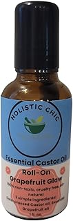 Essential Castor Oil Roll-On, Grapefruit Glow, Natural Vegan Moisturizer, Non-Toxic Skin Protectant, Hypoallergenic, 1 Fl Oz