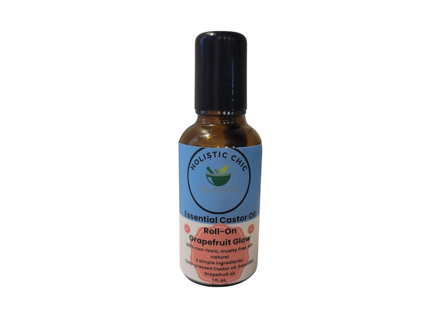 Essential Castor Oil Roll-On, Grapefruit Glow, Natural Vegan Moisturizer, Non-Toxic Skin Protectant, Hypoallergenic, 1 Fl Oz