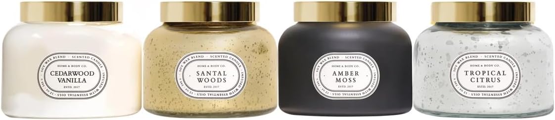 Home&Body Company Scented Candles 12 OZ Fragranced Candle, Soy Blend Wax, Infused with Essential Oils, Home Fragrances, Aromatherapy Home Scented Candles Gift, Scent: Cedarwood Vanilla