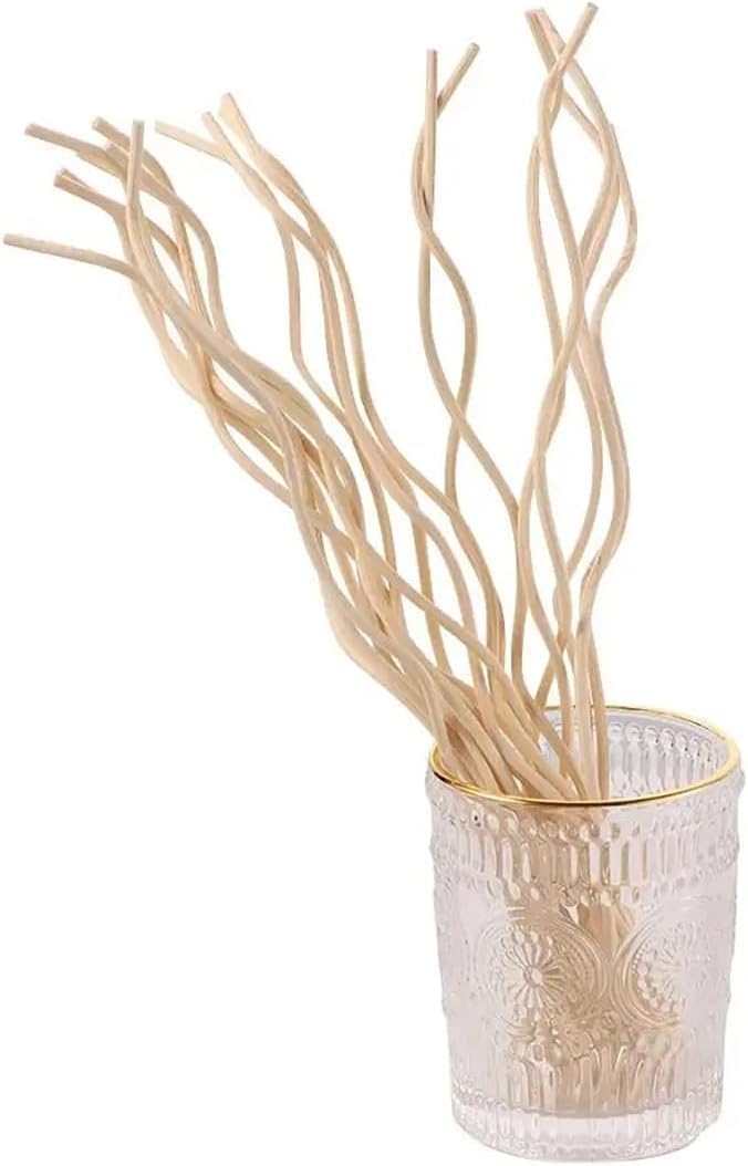 10Pcs Wavy Rattan Reed Diffuser Sticks, Natural Rattan Fragrance Aromatherapy Volatile Replacement Refill Essential Sticks (Brown)
