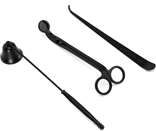 CHICIRIS 3PCS Candle Accessory Set Stainless Steel Wick Trimmer Snuffer Dipper for Candle Lovers (Black)