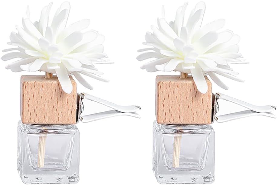 GSHLLO 2 Pcs 8ml Empty Car Air Freshener Diffuser Essential Oil Car Diffuser Bottle Car Vent Clip Perfume Bottle Fragrance Aromatherapy Car Diffuser Container