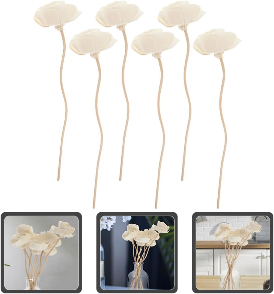 6pcs Aromatherapy Rattan Diffuser Sticks Essential Oil Diffuser Fragrance Diffuser Aroma Diffuser Aroma Flower Rattan Sticks Aroma Sticks Aroma Bottle Accessory oiling Rose Refill