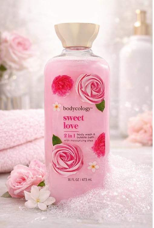 2 in 1 Body Wash and Bubble Bath - Sweet Love by Bodycology for Women - 16 oz Body Wash