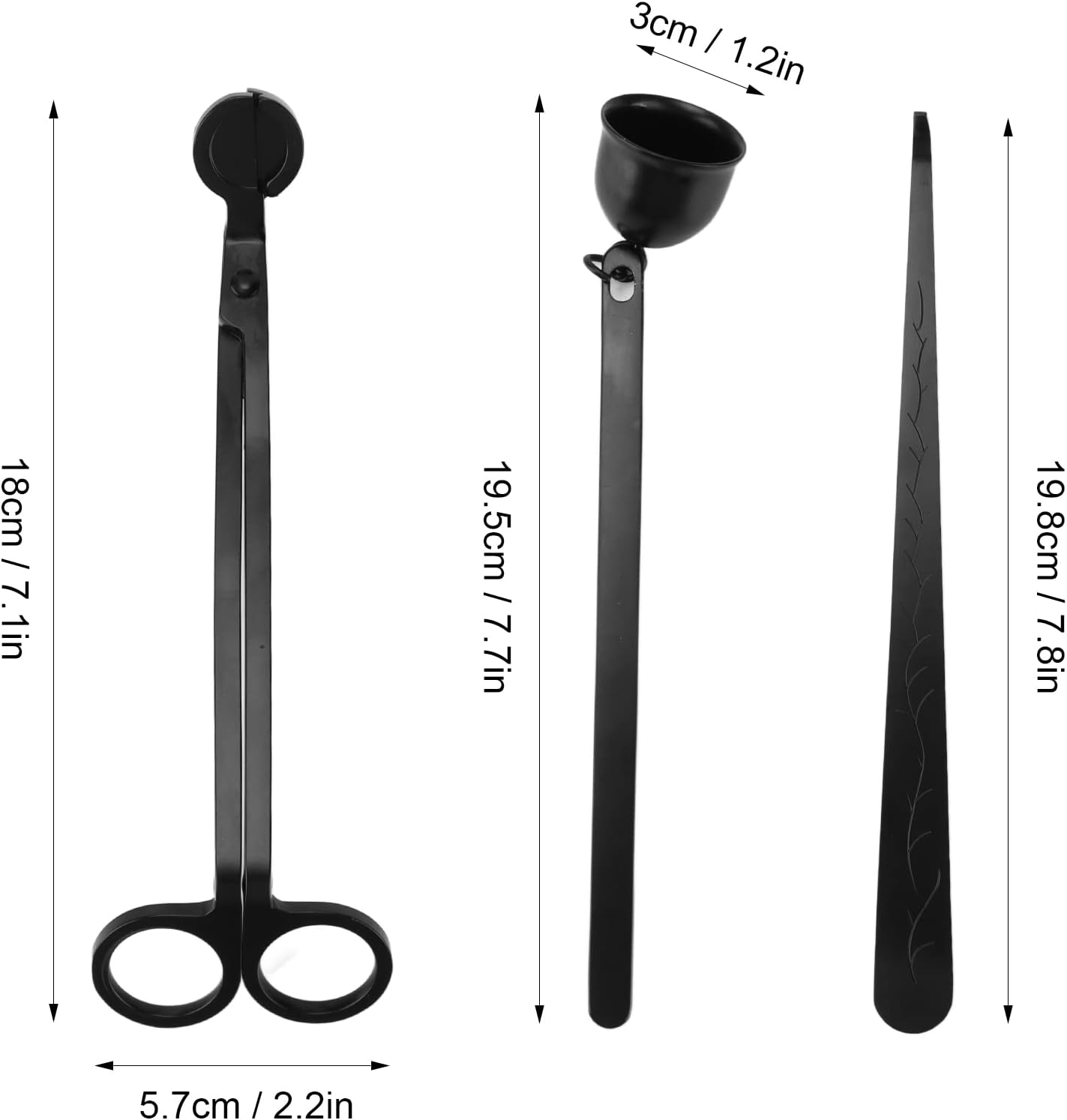 Candle Tool Set, Wick Trimmer and Dipper, Stainless Steel Candle Extinguisher with Wick Scissors and Hook, Elegant for Aromatherapy Candles, for Candle Lovers