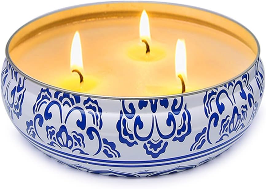 Citronella Candle for Outdoor, Large 3-Wick 13.5oz Lemongrass Scented Natural Soy Wax Long Burning Candles for Summer Camping Outside Patio Porch