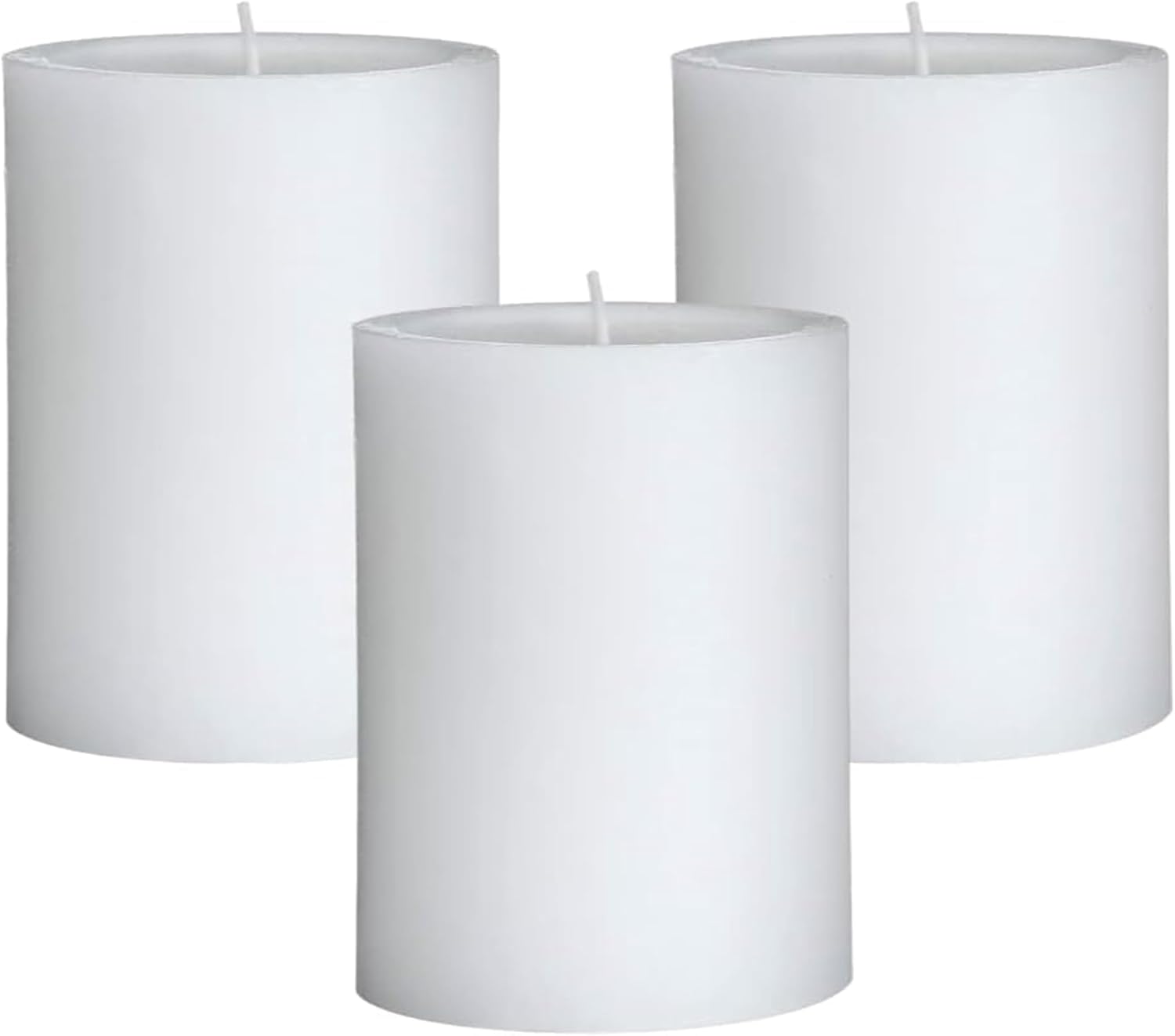 Mister Candle - Citronella Candles, Ideal for Outdoor & Indoor Use, 3"x4" White Pillar Candles Set of 3, Hand Poured, Premium Wax & Dripless, 60 Hour Burn Time