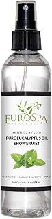 EuroSpa Aromatics Pure Eucalyptus Oil ShowerMist and Steam Room Spray, All-Natural Premium Aromatherapy Essential Oils - Menthol Infused, 8oz